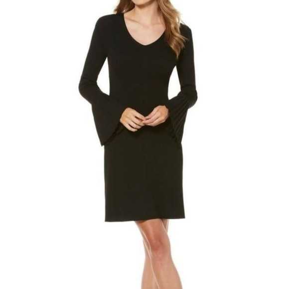 Laundry by Shelli Segal Black Ribbed Knit Sweater Dress XS - Picture 4 of 12